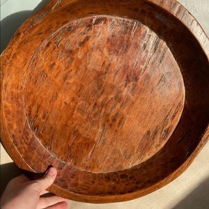 Large Antique Hand Carved Wooden Platter